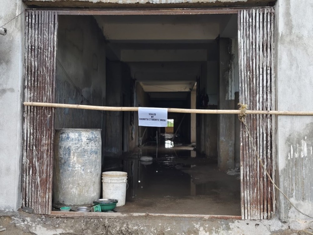 n this undated handout photo released by the Chungtia Students’ Union, the construction site of the 50-bedded Integrated AYUSH Hospital at Sabangya, Mokokchung, is seen ‘sealed.’ (Photo Courtesy: CSU)